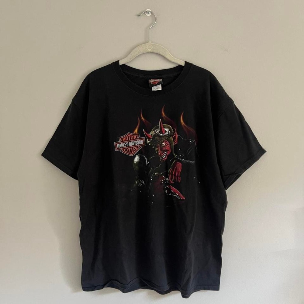 BLACK HARLEY‎ DAVIDSON DEVIL FLAME T-SHIRT